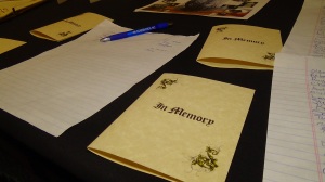 Attendees would sign an "In Memory of Nelson Mandela" card, inorder to show their support for the late Nelson Mandela, whom the event was inpart by.